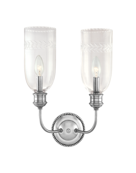 Hudson Valley Lafayette 2 Light 17 Inch Wall Sconce in Polished Nickel