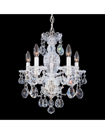 Sterling 5-Light Chandelier in Silver with Clear Heritage Crystals