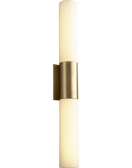 Magnum 2-Light LED Bathroom Vanity Light in Aged Brass
