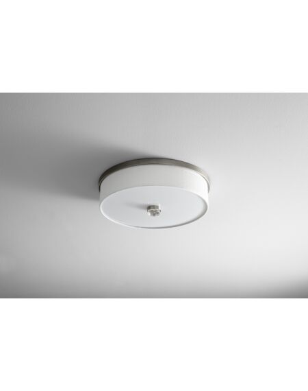 Echo 2-Light LED Ceiling Mount in Satin Nickel W with White Grass