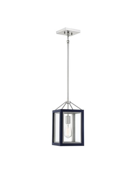 Carlton 1-Light Pendant in Navy with Polished Nickel Accents