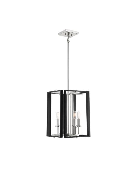 Champlin 4-Light Pendant in Matte Black with Polished Nickel Accents