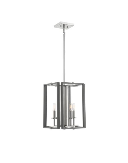Champlin 4-Light Pendant in Gray with Polished Nickel Accents