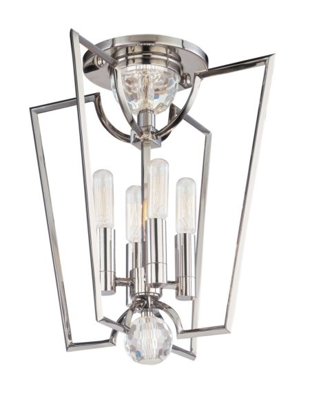 Hudson Valley Waterloo 4 Light 13 Inch Ceiling Light in Polished Nickel