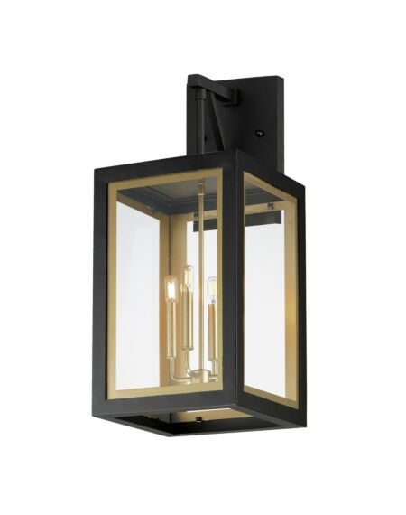 Neoclass 4-Light Outdoor Wall Sconce in Black with Gold