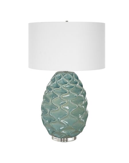 Uttermost 1-Light Laced Up Sea Foam Glass Table Lamp