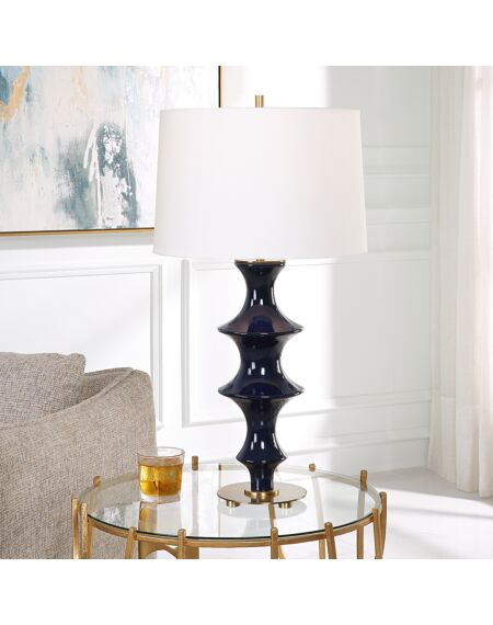 Uttermost 1-Light Coil Sculpted Blue Table Lamp