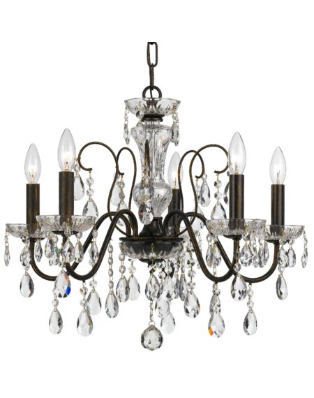 Crystorama Butler 5 Light 19 Inch Chandelier in English Bronze with Swarovski Spectra Crystal Crystals
