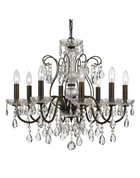  Butler Chandelier in English Bronze with Hand Cut Crystal Crystals