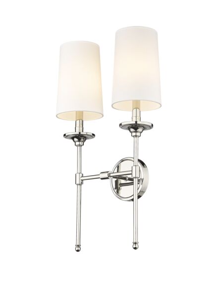 Z-Lite Emily 2-Light Wall Sconce In Polished Nickel