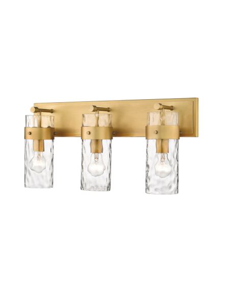 Z-Lite Fontaine 3-Light Bathroom Vanity Light In Rubbed Brass