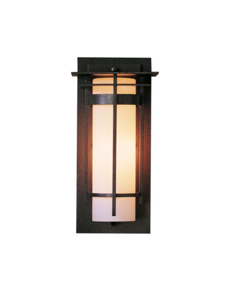 Hubbardton Forge 13 Banded with Top Plate Small Outdoor Sconce in Natural Iron