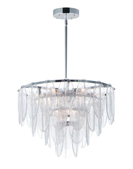  Glacier  Transitional Chandelier in White and Polished Chrome