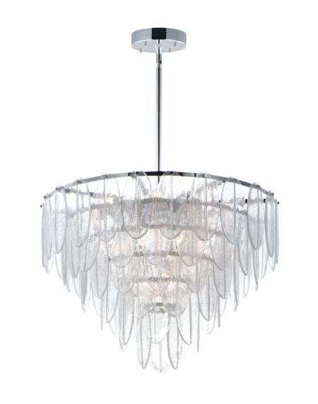  Glacier Transitional Chandelier in White and Polished Chrome