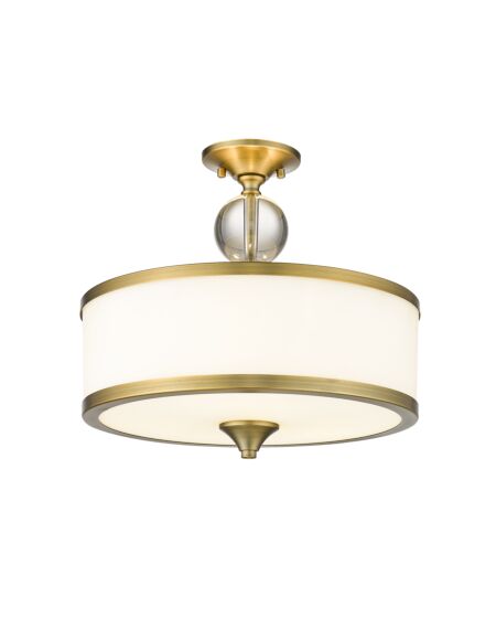 Z-Lite Cosmopolitan 3-Light Semi Flush Mount Ceiling Light In Heritage Brass