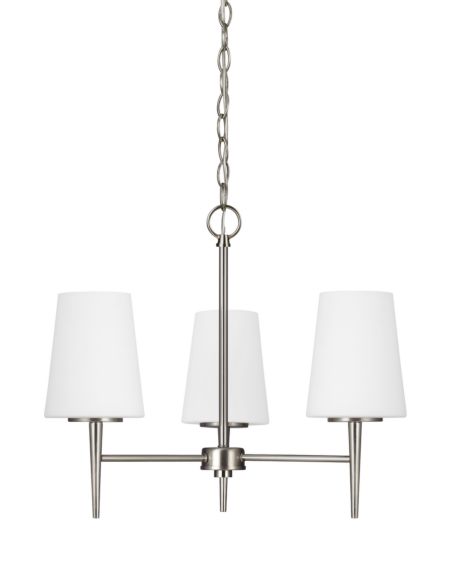 Sea Gull Driscoll 3 Light Chandelier in Brushed Nickel
