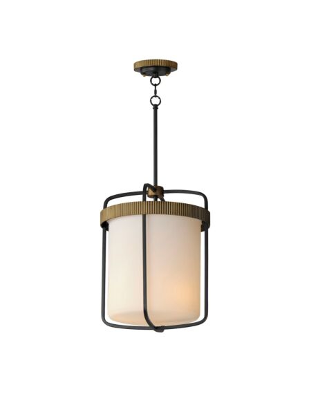 Ruffles 3-Light Pendant in Black with Antique Brass