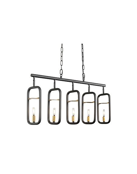  Bar None Linear Pendant in Aged Gold with Rustic Bronze