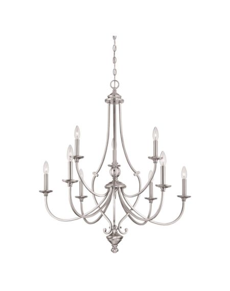 Minka Lavery Savannah Row 9 Light 34 Inch Traditional Chandelier in Brushed Nickel