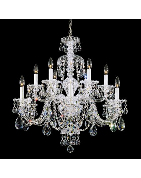 Sterling 12-Light Chandelier in Silver with Clear Crystals From Swarovski Crystals