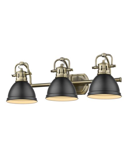 Golden Duncan 3 Light 25 Inch Bathroom Vanity Light in Aged Brass
