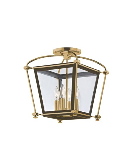  Hollis Ceiling Light in Aged Brass