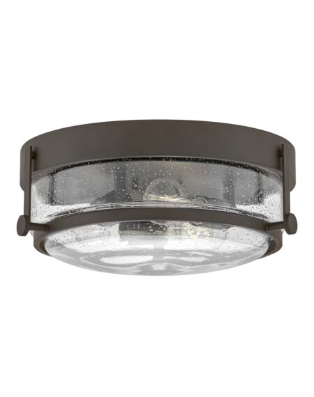 Hinkley Harper 3-Light Flush Mount Ceiling Light In Oil Rubbed Bronze With Clear Seedy Glass