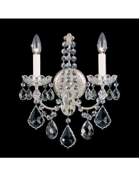 New Orleans 2-Light Wall Sconce in Antique Silver with Clear Heritage Crystals