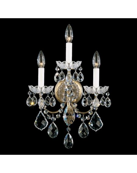 New Orleans 3-Light Wall Sconce in Etruscan Gold with Clear Heritage Crystals