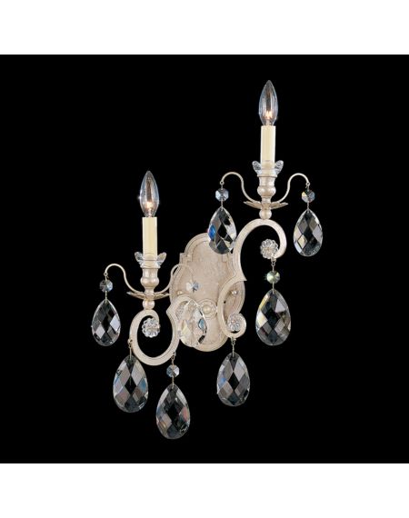 Renaissance 2-Light Wall Sconce in Antique Silver with Clear Heritage Crystals