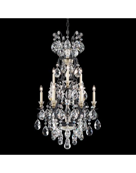 Renaissance 9-Light Chandelier in Black with Clear Heritage Crystals