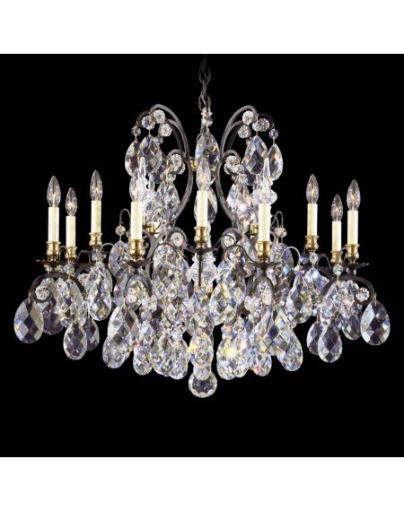 Renaissance 12-Light Chandelier in Black with Clear Heritage Crystals