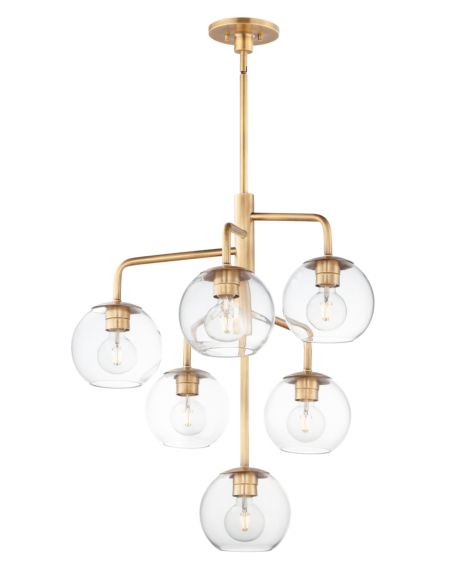  Branch  Transitional Chandelier in Natural Aged Brass