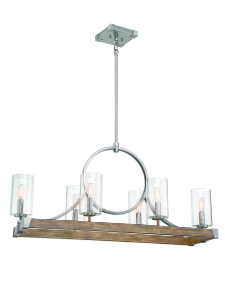  Country Estates Kitchen Island Light in Sun Faded Wood with Brushed Nickel