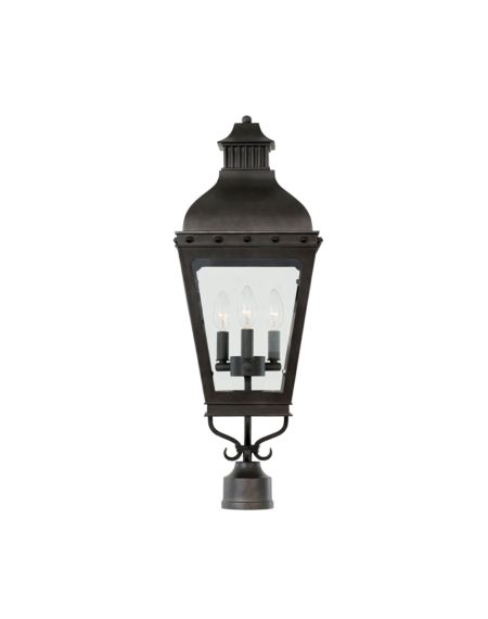 Kalco Winchester Outdoor 3 Light 29 Inch Outdoor Post Light in Aged Iron
