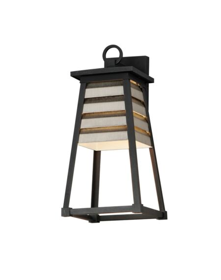 Shutters 1-Light Outdoor Wall Sconce in Weathered Zinc with Black