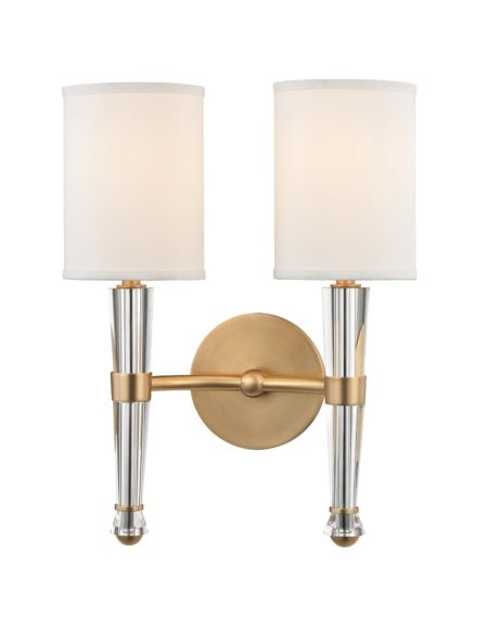 Hudson Valley Volta 2 Light 15 Inch Wall Sconce in Aged Brass