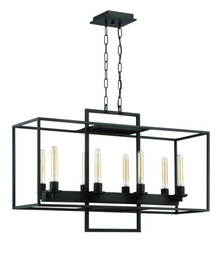 Craftmade Cubic 8-Light 36" Transitional Chandelier in Aged Bronze Brushed