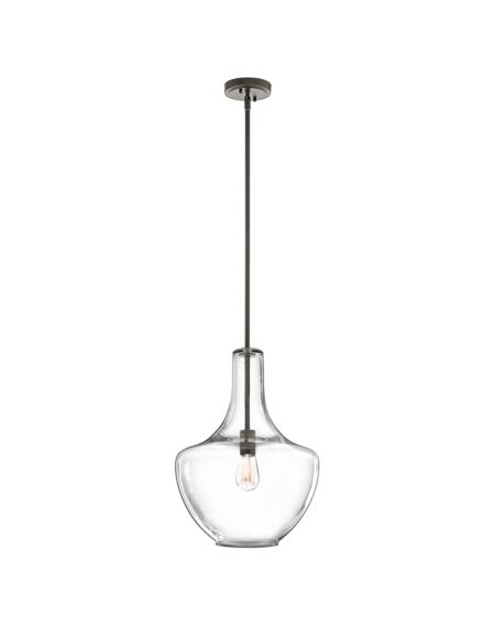 Kichler Everly 13.75 Inch Seeded Glass Pendant in Olde Bronze