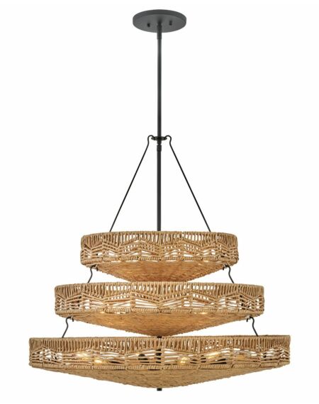 Hinkley Ophelia Chandelier In Black With Natural Shade