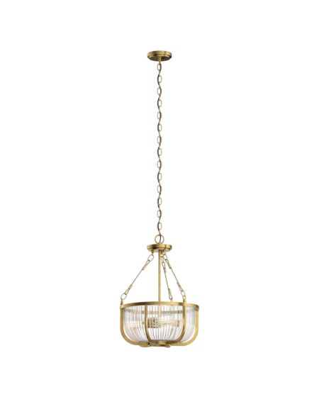 Roux 3-Light Pendant in Natural Brass
