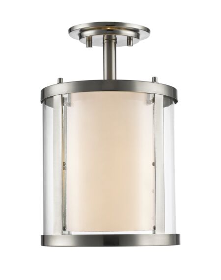 Z-Lite Willow 3-Light Semi Flush Mount Ceiling Light In Brushed Nickel