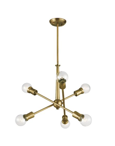 Kichler Armstrong Chandelier 6 Light in Natural Brass