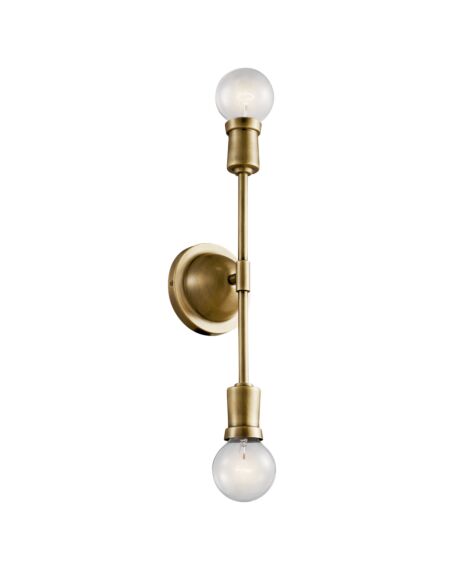 Armstrong 2-Light Wall Sconce in Natural Brass