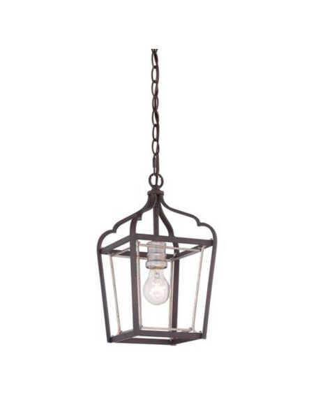 Minka Lavery Astrapia 8 Inch Pendant Light in Dark Rubbed Sienna with Aged Silver