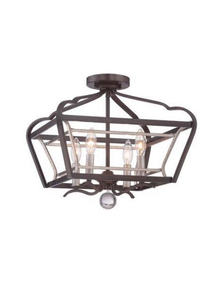 Minka Lavery Astrapia 4 Light 16 Inch Ceiling Light in Dark Rubbed Sienna with Aged Silver