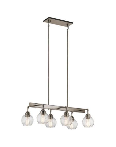 Kichler Niles 32.25 Inch 6 Light Linear Chandelier in Antique Pewter