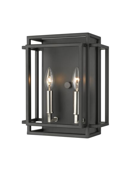 Z-Lite Titania 2-Light Wall Sconce In Black With Brushed Nickel