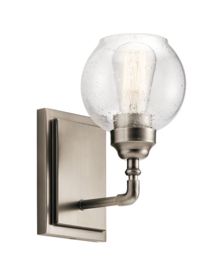 Kichler Niles 10 Inch Clear Seeded Wall Sconce in Antique Pewter
