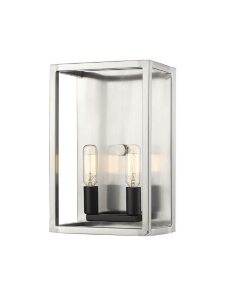 Z-Lite Quadra 2-Light Wall Sconce In Brushed Nickel With Black